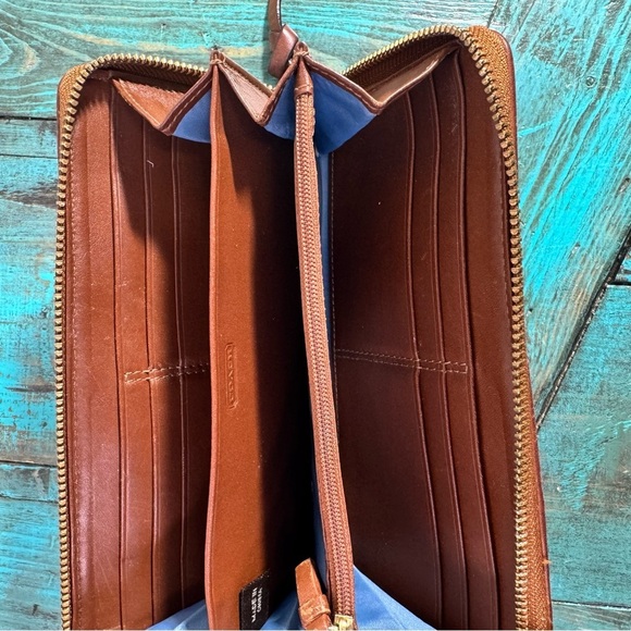 Y2K Vintage Coach Women's Blue Denim Brand Logo Patchwork Canvas Wallet - Picture 11 of 16